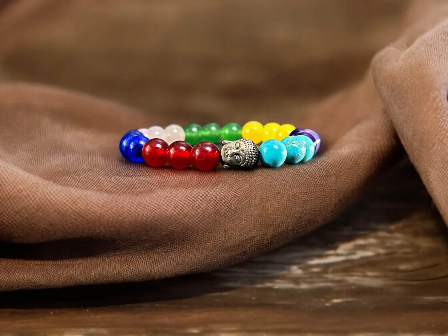 7 Chakra Bracelet with Buddha Head