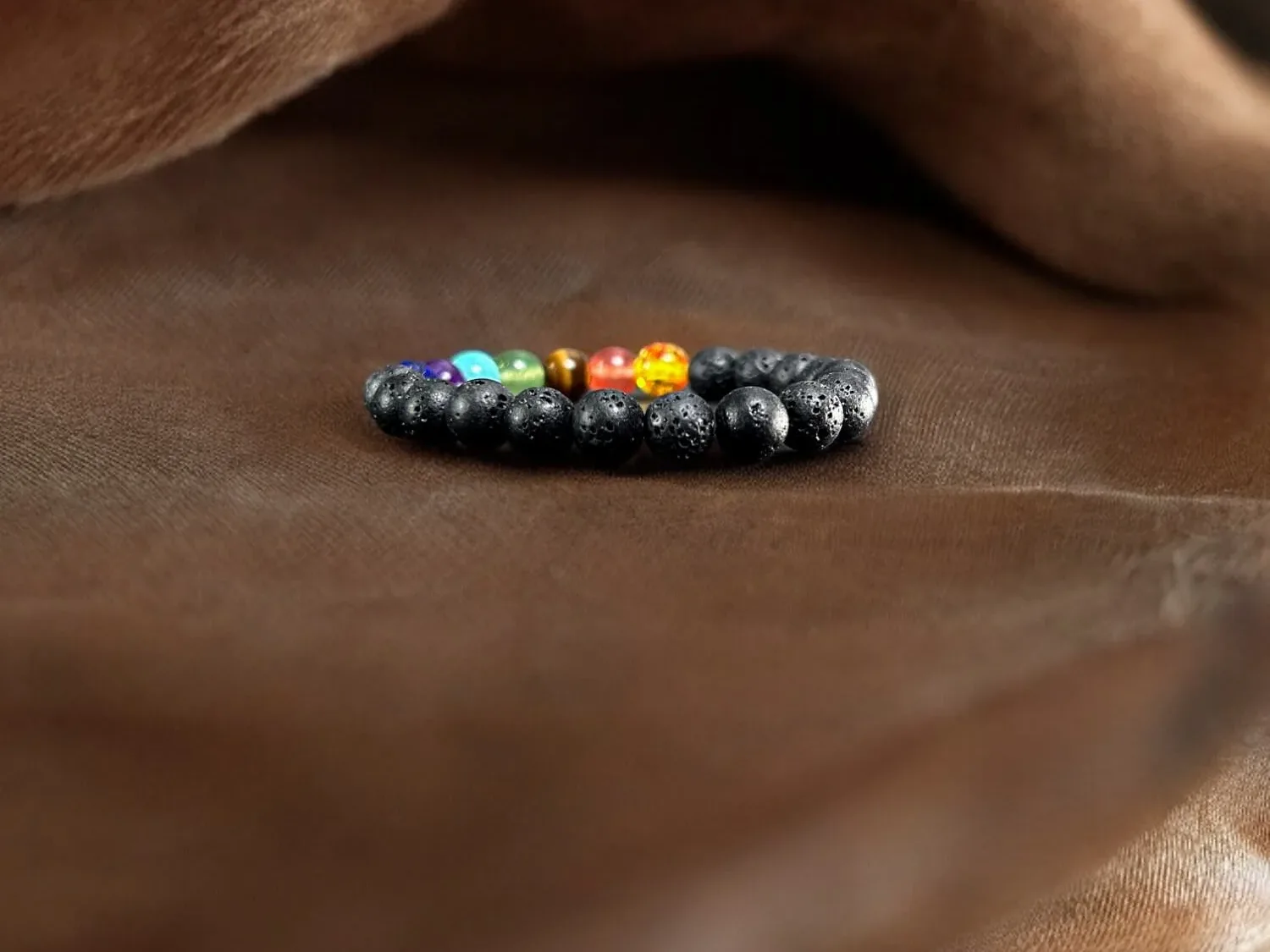 7 Chakra Bracelet with Lava Beads