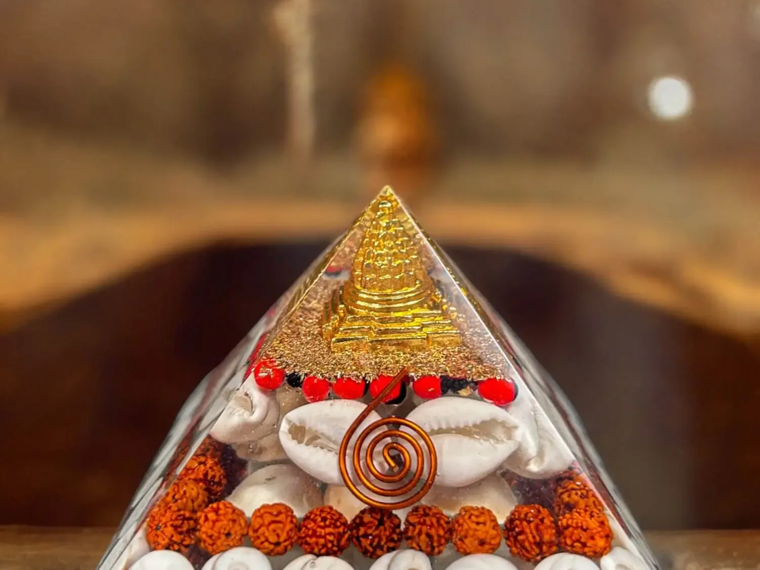 Gomti Chakra Shree Yantra Crystal Pyramid